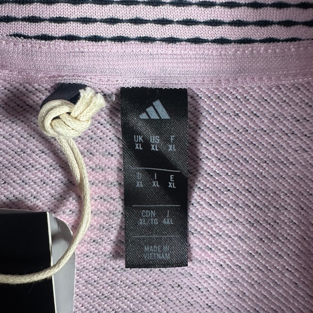 Adidas Pullover Mens XL PERF PRT 1/4 Z Pink Striped NEW Long Sleeve Golf Active - Picture 4 of 15